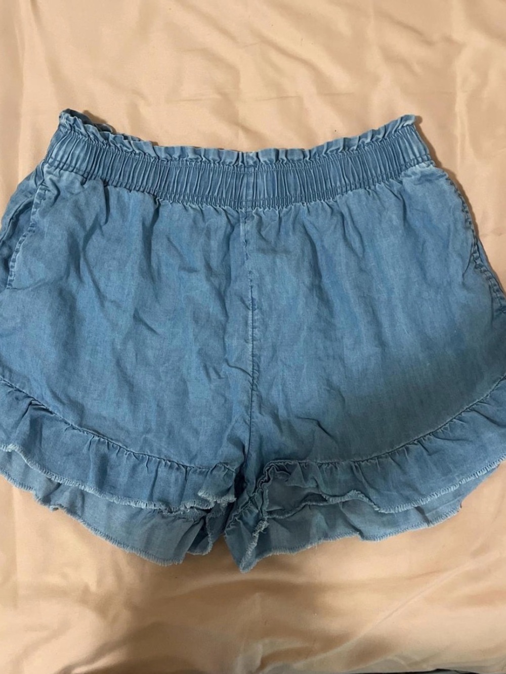aerie Blue Ruffle High-Rise Shorts